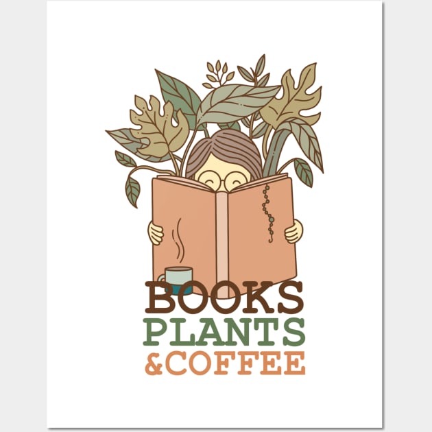 Books Plants and Coffee Wall Art by ShirtHappens